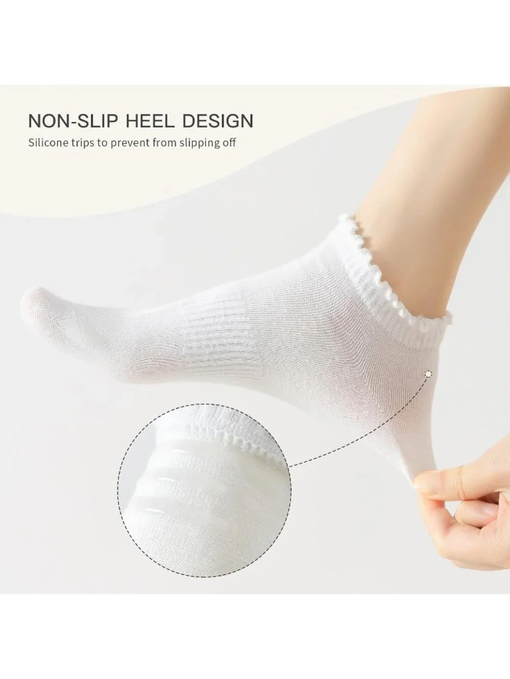 🧦Women's Rainbow Mult No Show Socks Low Cut Non Slip Ruffle Ankle Socks 6 Pairs